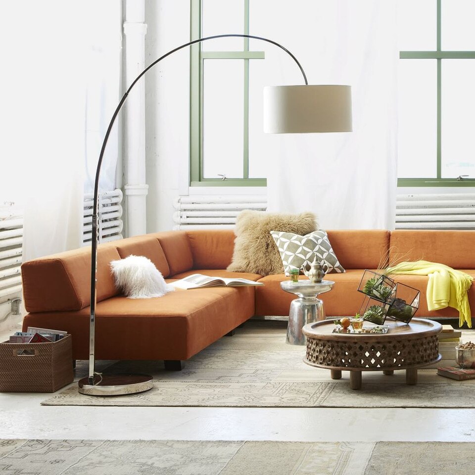Overarching Floor Lamp - Polished Nickel/Natural | west elm United Kingdom